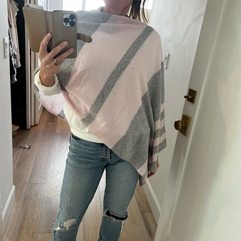 NWOT 27 MILES PINK AND GRAY SHAWL 100% CASHMERE